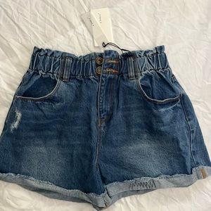 Denim Paper bag shorts